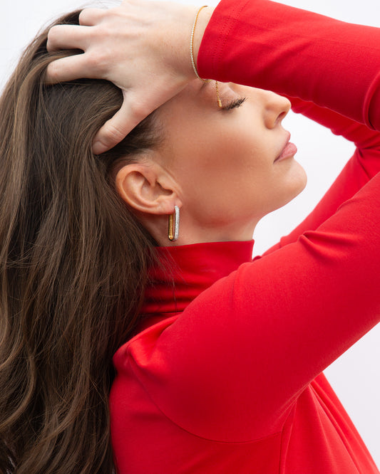 Darla Pave Chain Link Hoop Earrings