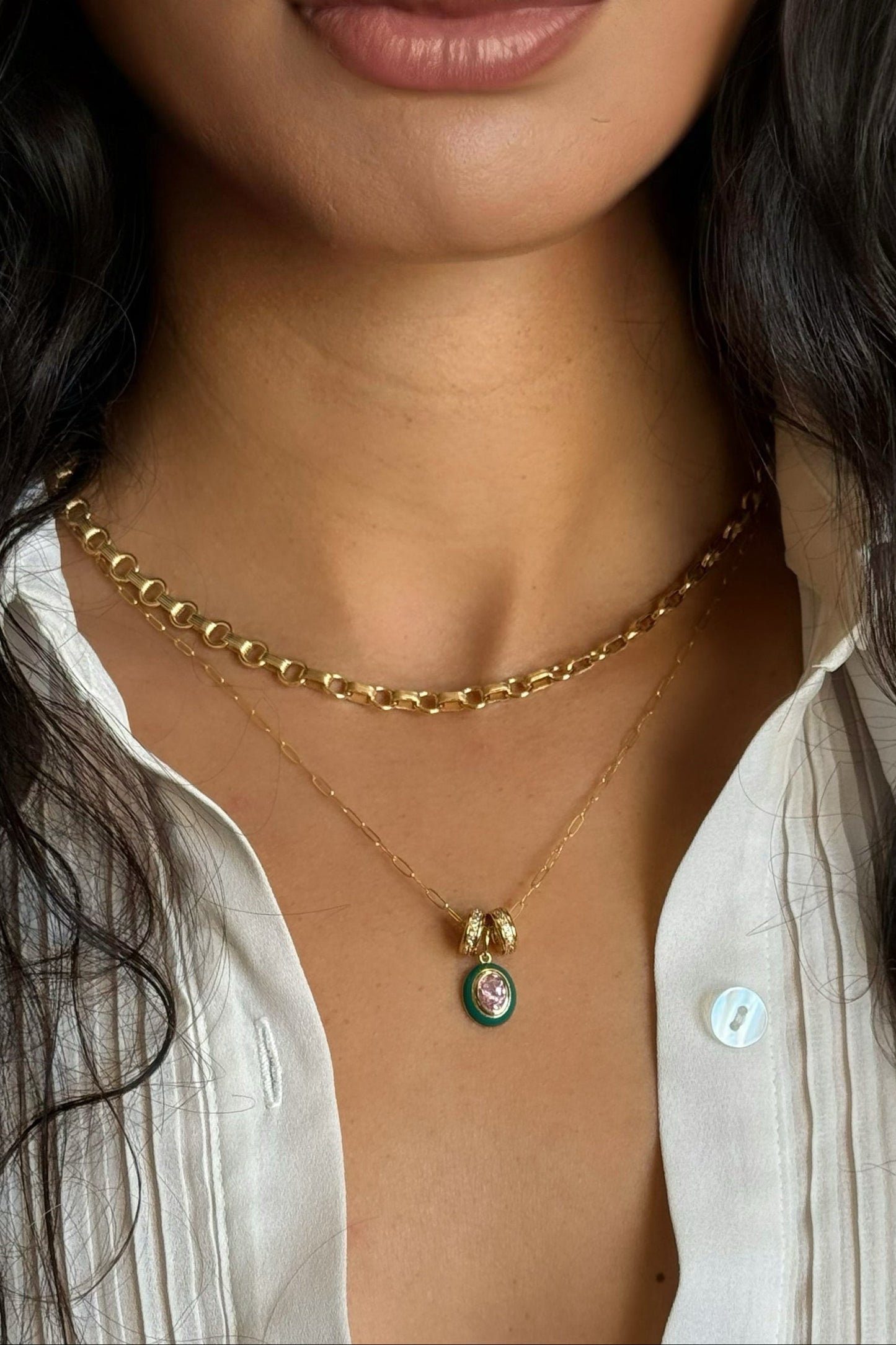 Adorn Pink Spinel Oval Charm