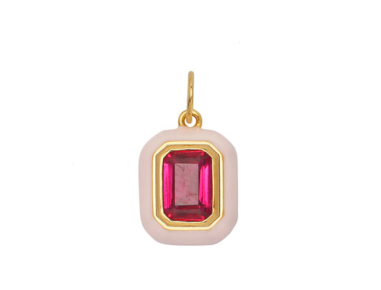 Amour Toujours Emerald Cut Ruby Charm