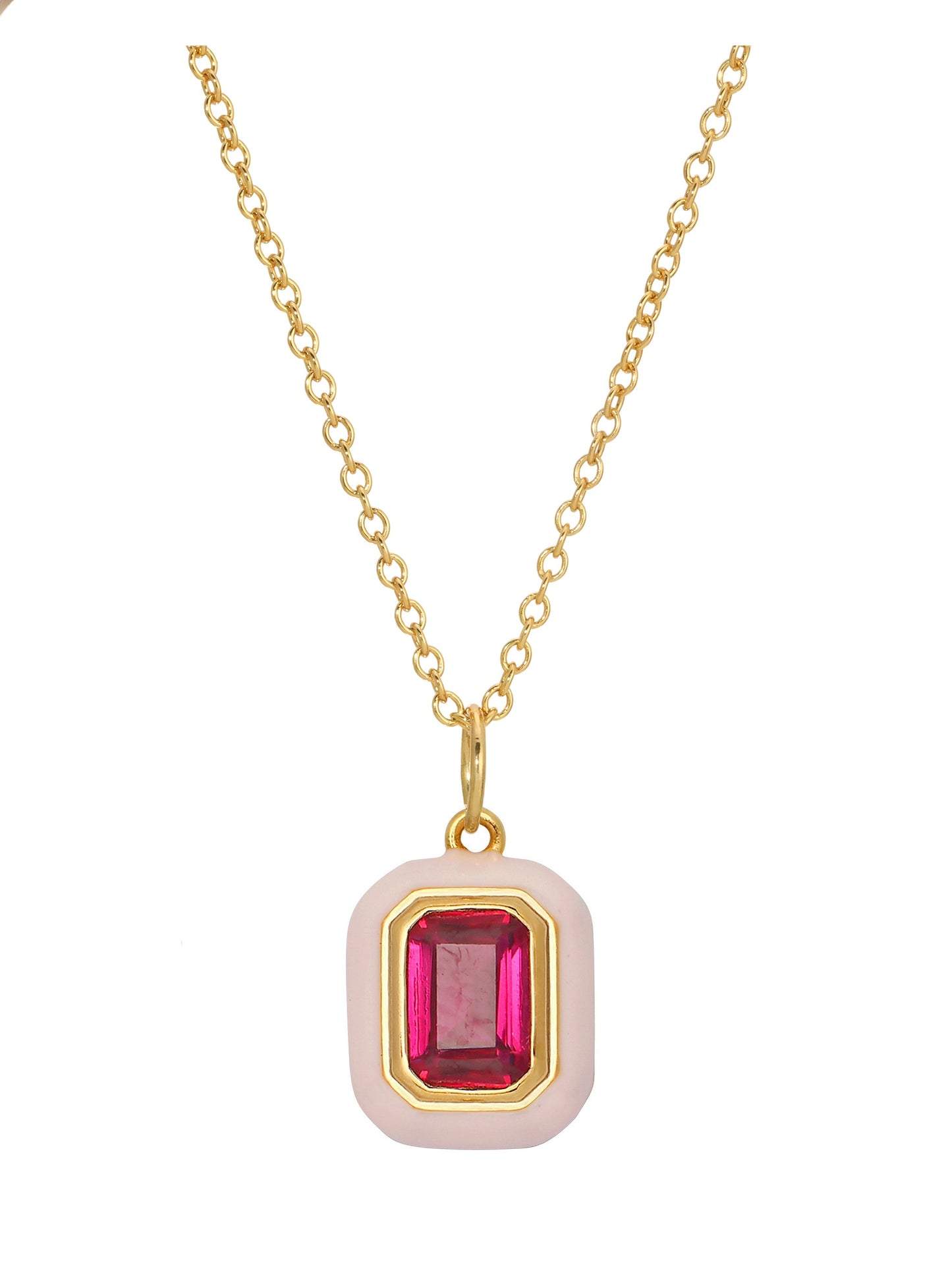 Amour Toujours Emerald Cut Ruby Necklace