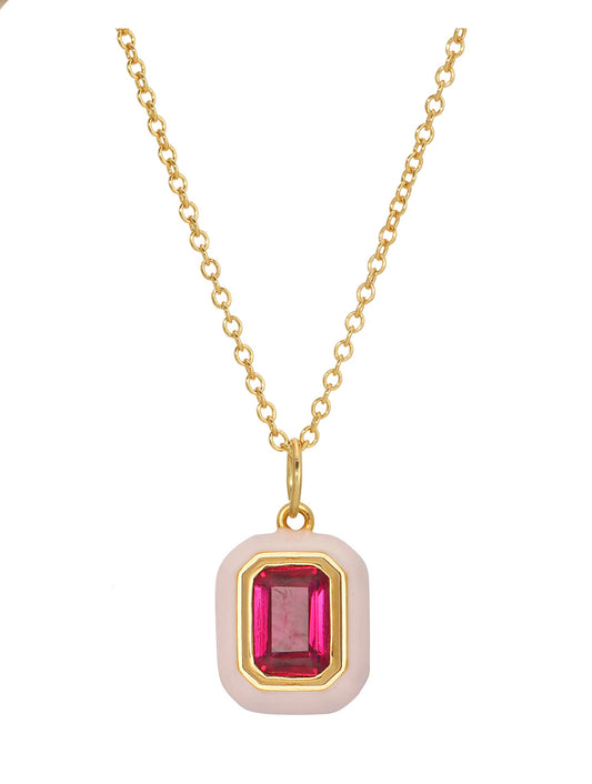 Amour Toujours Emerald Cut Ruby Necklace