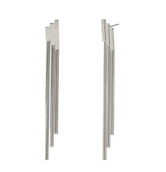 Bebe White Gold Tassel Earrings