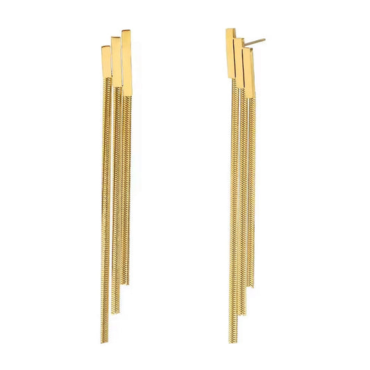 Bebe White Gold Tassel Earrings