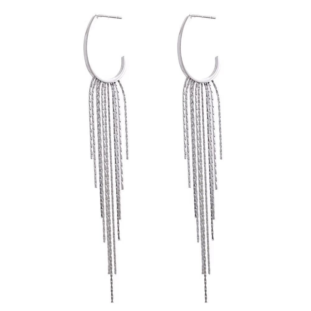 Billie White Gold Tassel Earrings