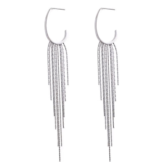 Billie White Gold Tassel Earrings