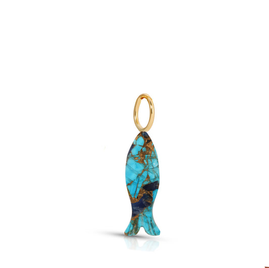 Catch of the Day Mohave Turquoise Fish Charm Necklace