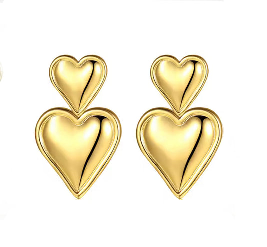 Cindy Gold Heart Earrings