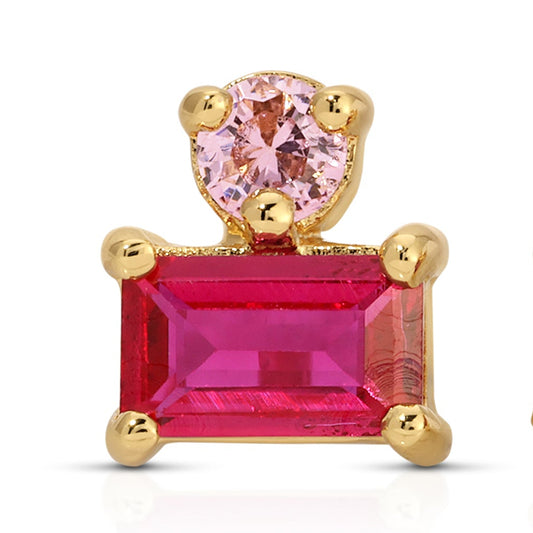 Cleo Baguette Ruby Stud Earrings