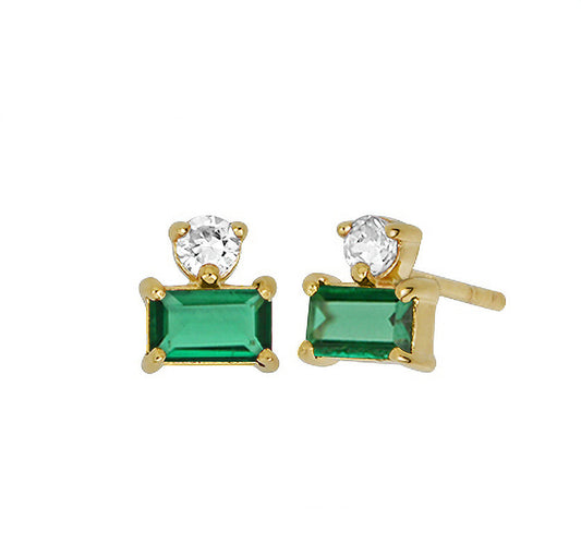 Cleo Baguette Emerald Stud Earrings