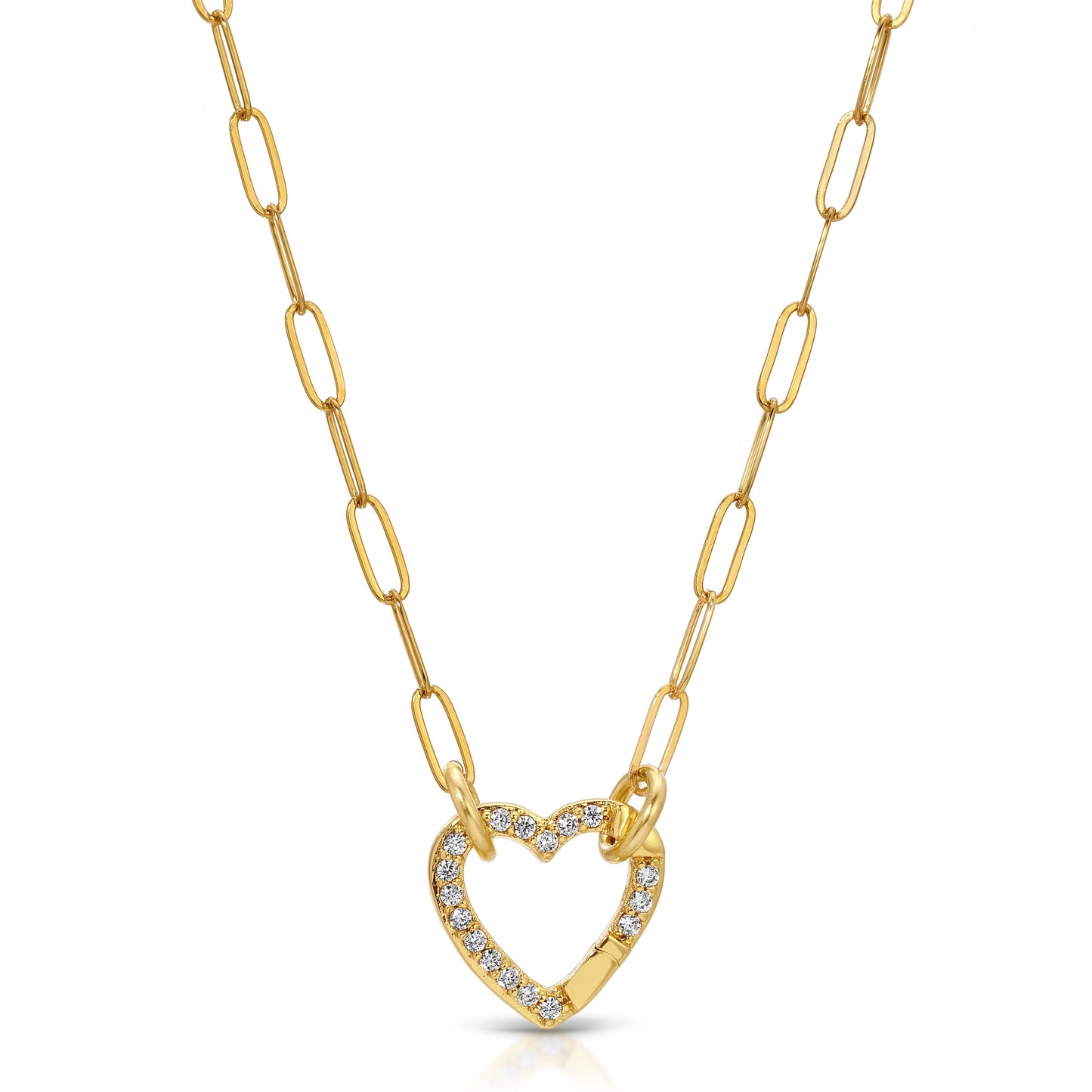 Cupid's Charm Pave Heart Charm Holder Necklace