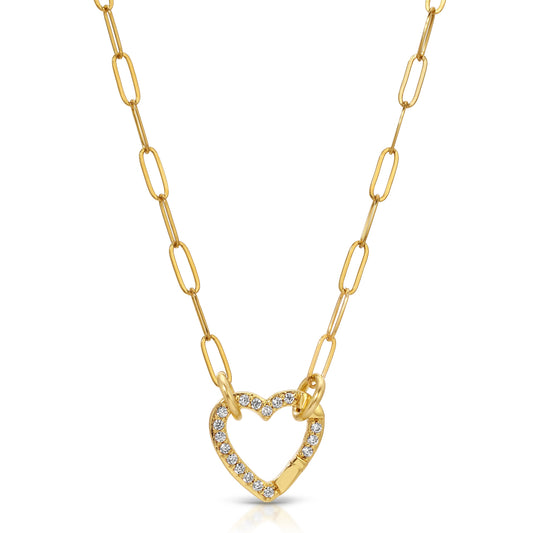 Cupid's Charm Pave Heart Charm Holder Necklace