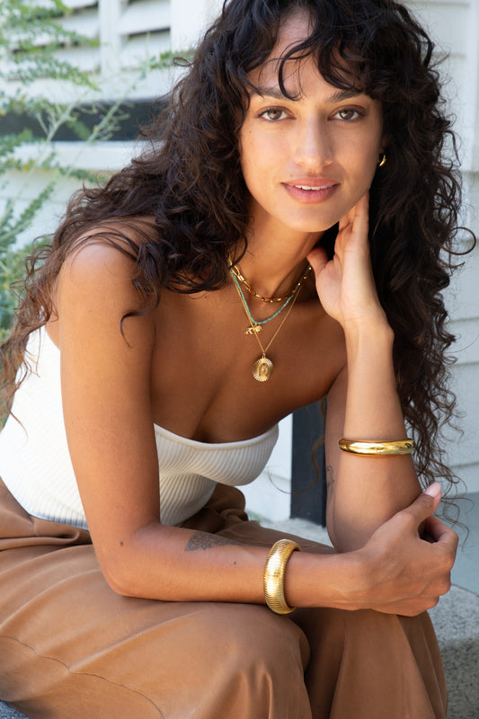 Lil Shay Gold Omega Bangle Bracelet