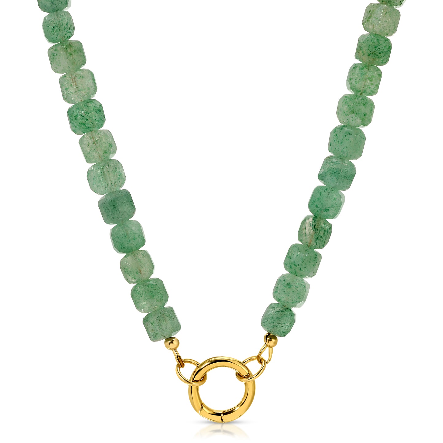 Charm Keeper Green Strawberry Quartz Charm Holder Necklace