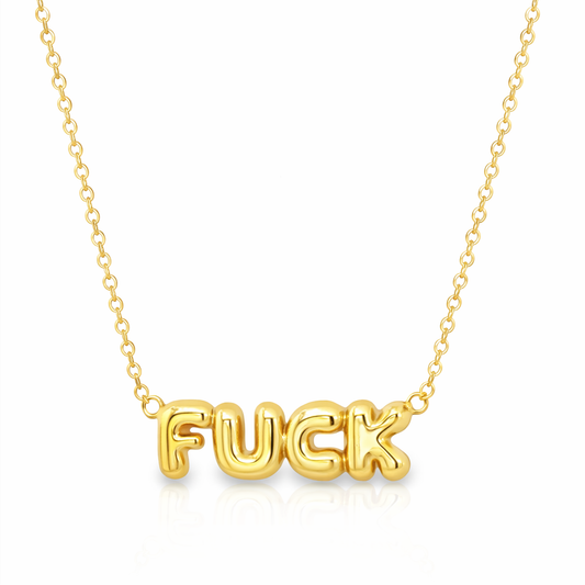 Oh Fuck Bubble Letter Gold Necklace