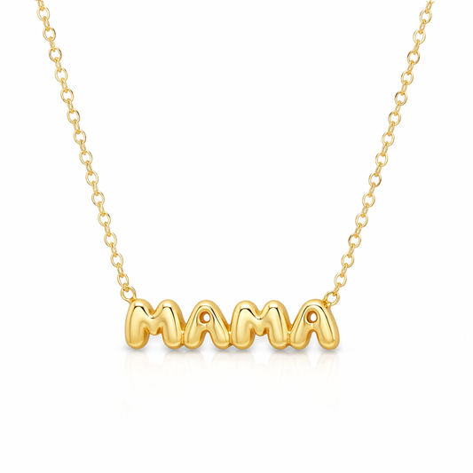Oh Mama Bubble Letter Gold Necklace