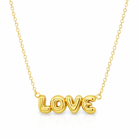Oh Love Bubble Letter Gold Necklace