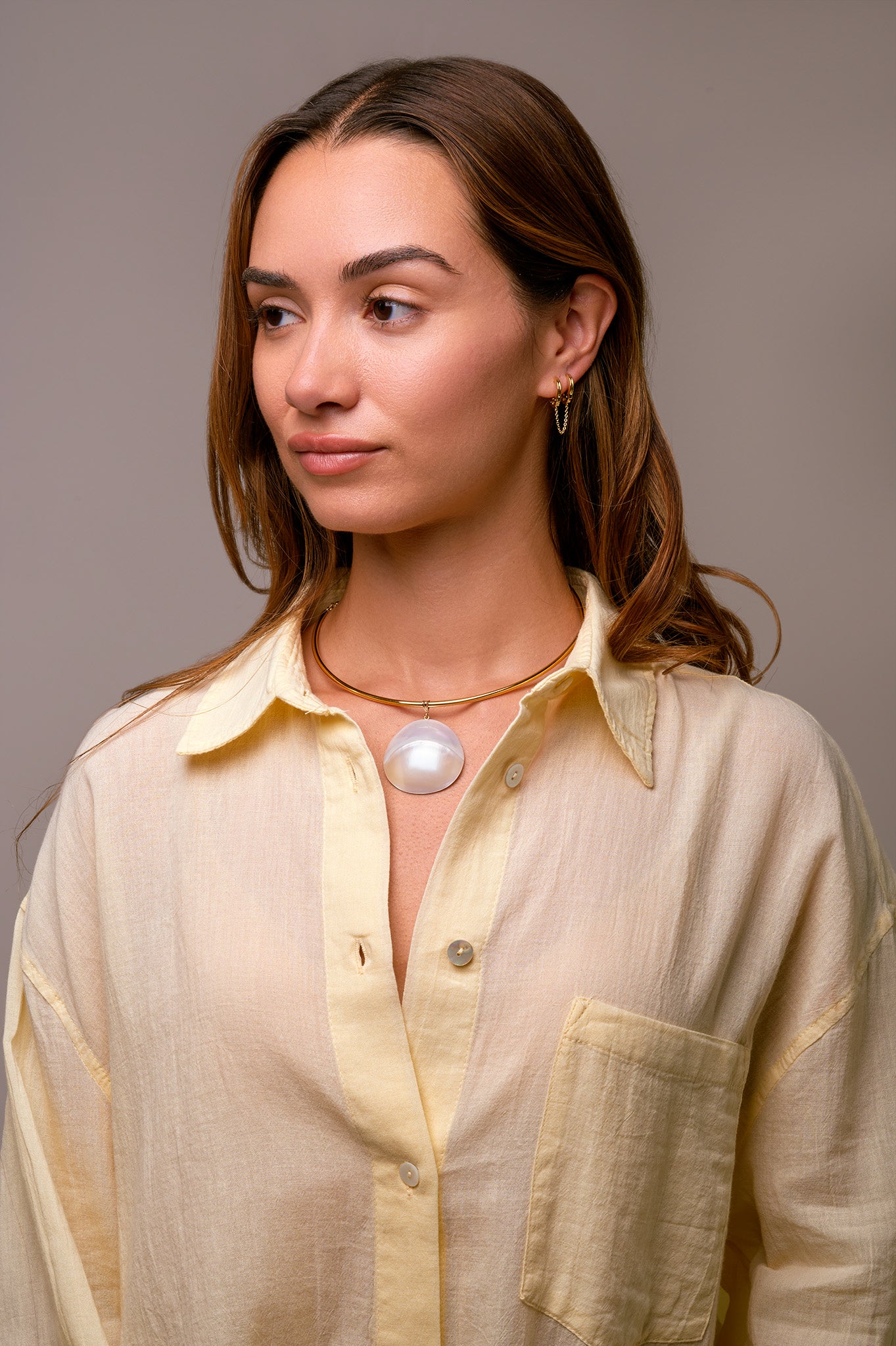Ciao Bella Mother of Pearl Bar Choker Necklace