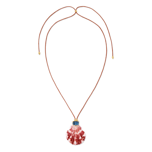 Dolce Mare Teal Shell Cord Necklace