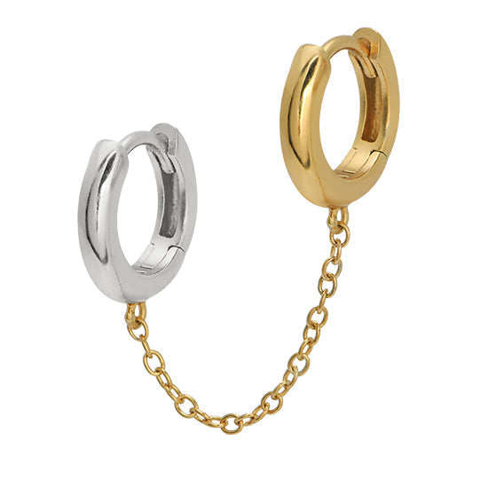 Duet Mixed Metal Double Piercing Hoop