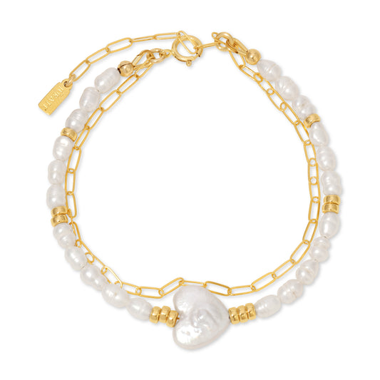 Endless Summer Pearl Heart Bracelet