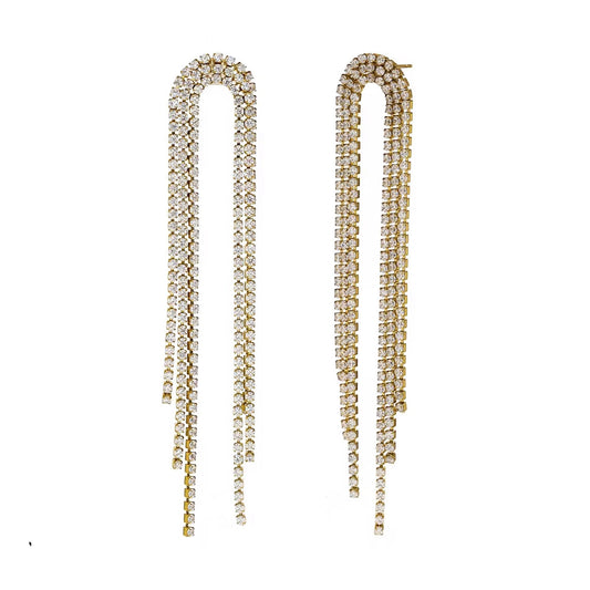 Evelyn Tennis Chain Tassel Earrings