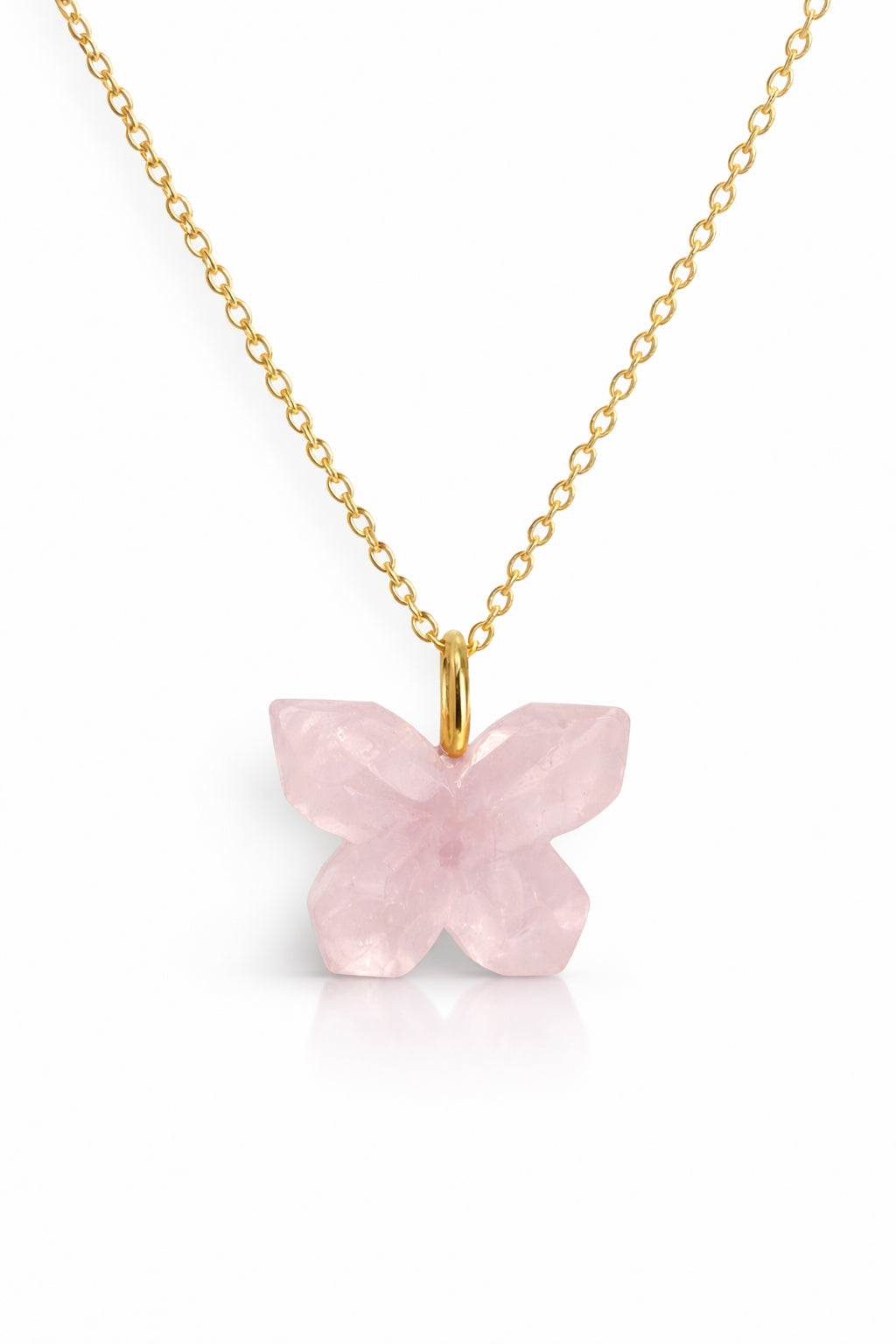 Free Spirit Butterfly Natural Rose Quartz Necklace