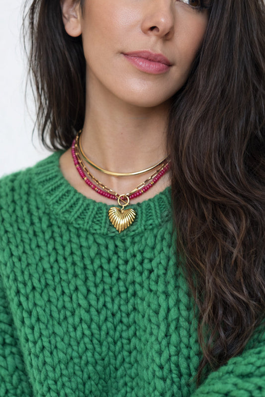 Iris Fuchsia Jade Beaded Necklace