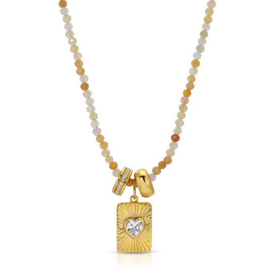 Heart Beam Charm Beaded Necklace Set