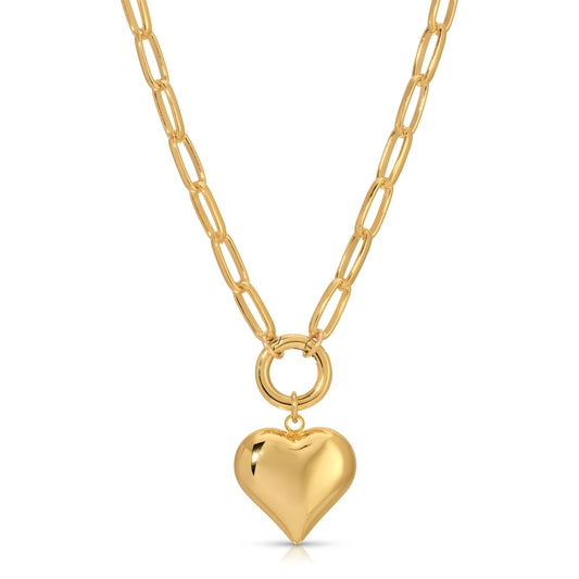 It Girl Gold Chain with Charm Clasp and Heart Charm