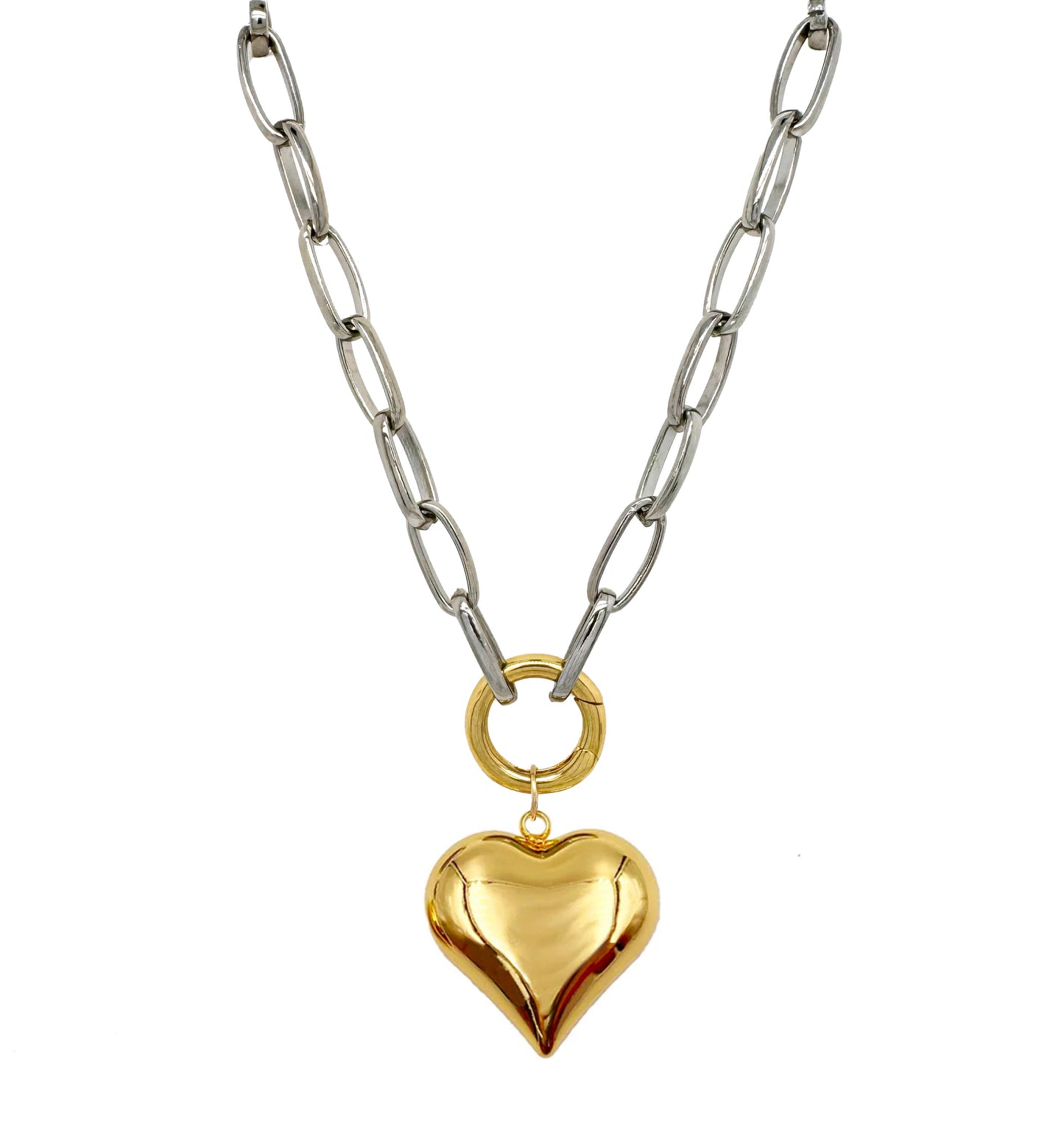 It Girl Chain with Charm Clasp and Heart Charm 18"