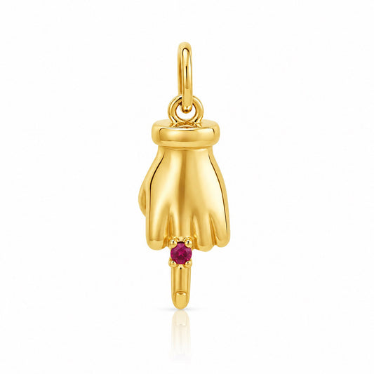Kiss Off Ruby Middle Finger Charm