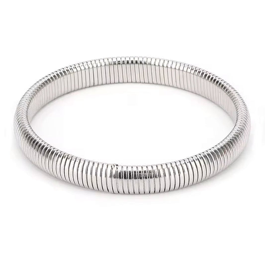 Lil Shay White Gold Omega Bangle Bracelet