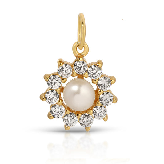 Luster Pearl with Simulated Diamonds Charm