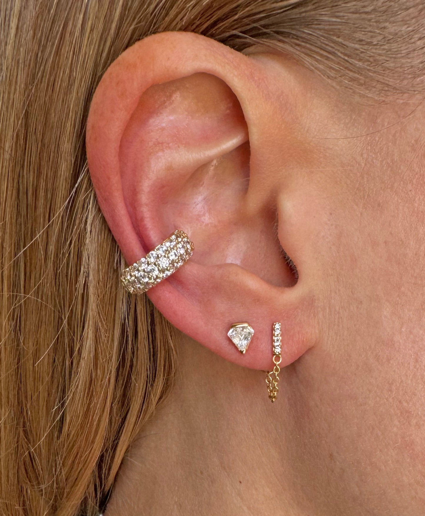 Lira Pave Bar Chain Stud Earrings