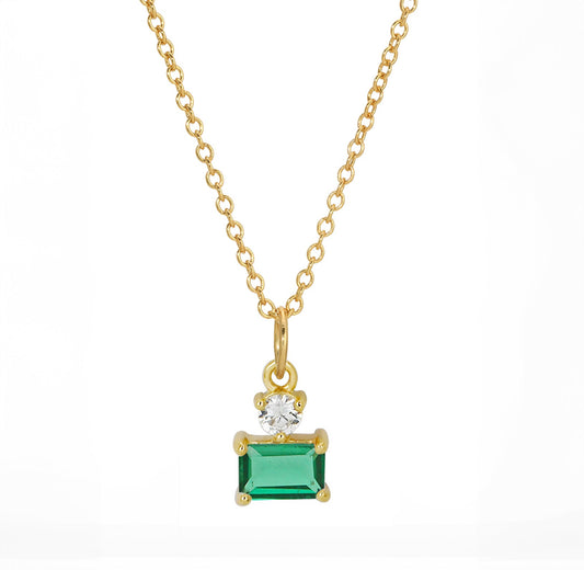 My Cherie Emerald Baguette Pendant Necklace