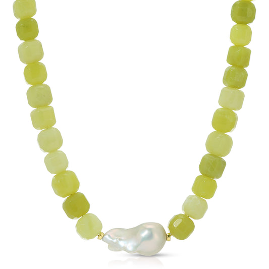Maris Lemon Jade Baroque Pearl Necklace