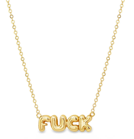 Oh Fuck  Bubble Letter Gold Necklace