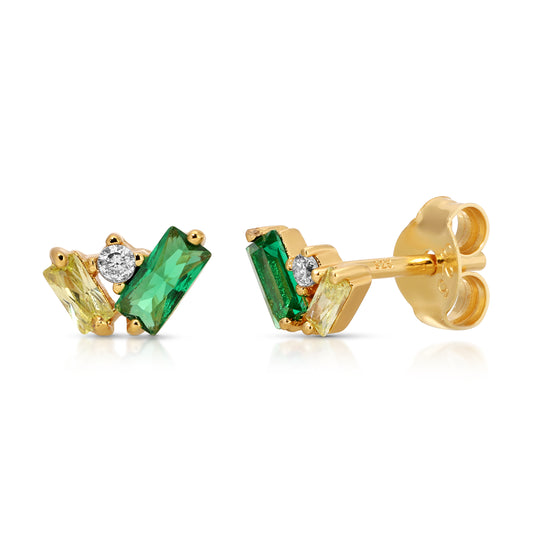 Olivia Green Cluster Stud Earrings
