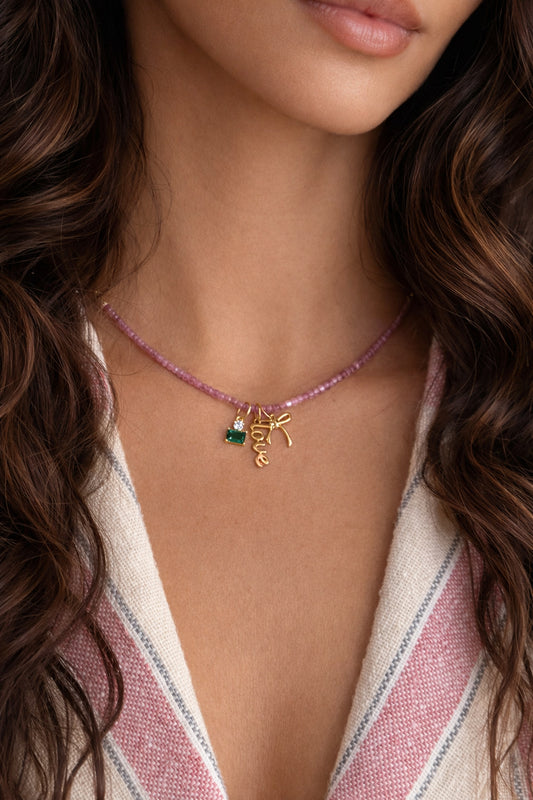 Pink Wishes Charm Beaded Necklace Set