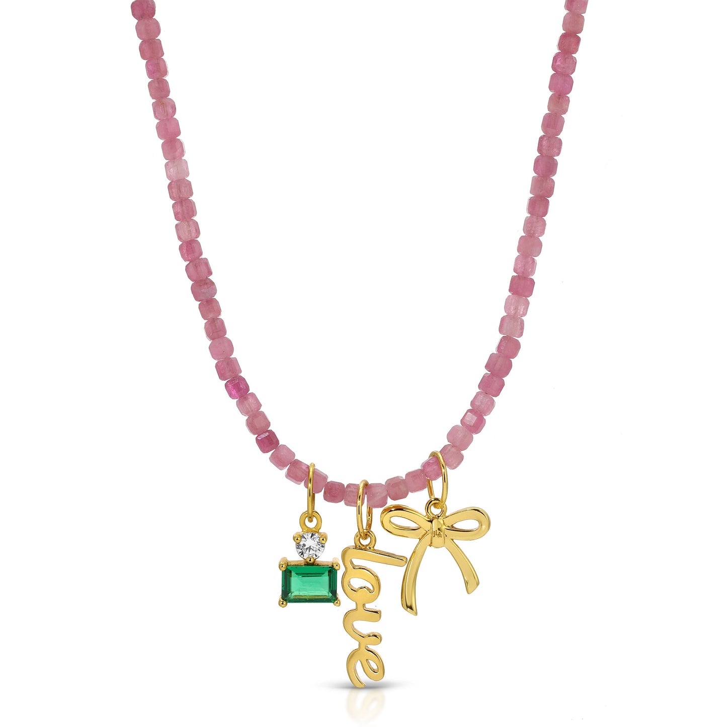 Pink Wishes Charm Beaded Necklace Set