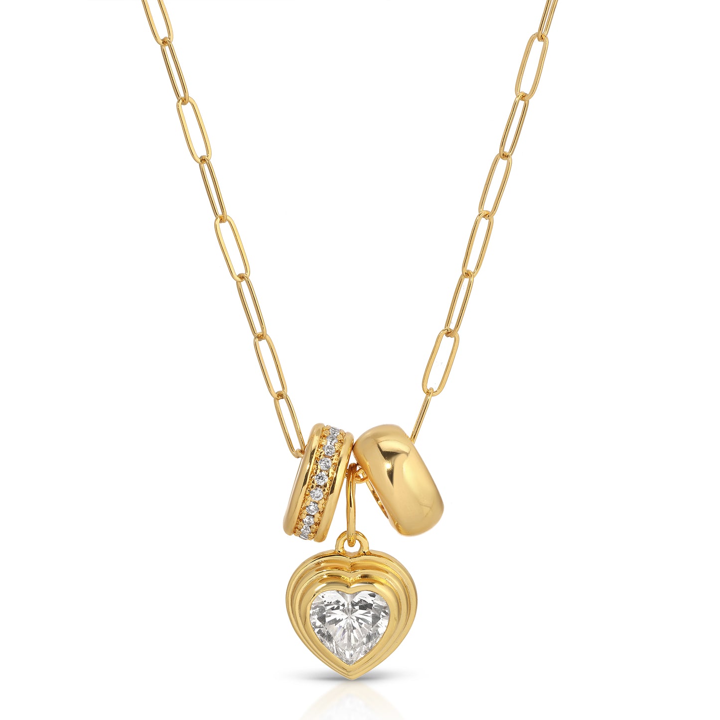 Shimmer Heart Charm Set Necklace