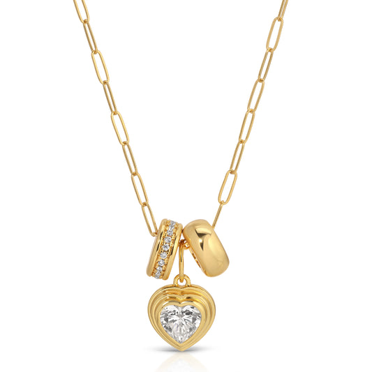 Shimmer Heart Charm Set Necklace