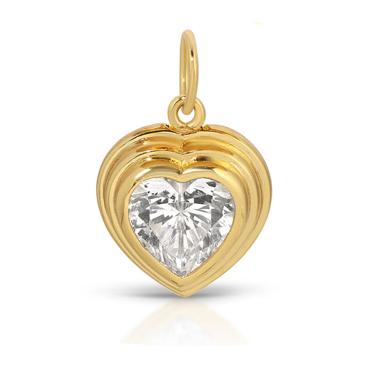 Shimmer Simulated Diamond Heart Charm