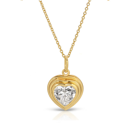 Shimmer Simulated Diamond Heart Necklace