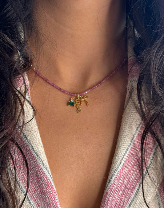 Pink Wishes Charm Beaded Necklace Set