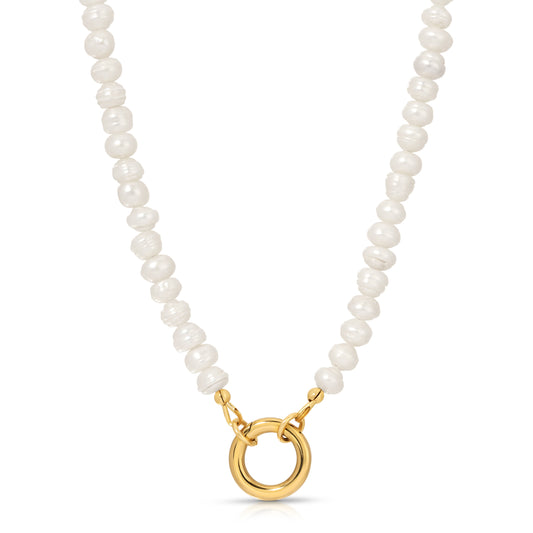 Charm Keeper Button Pearl Necklace