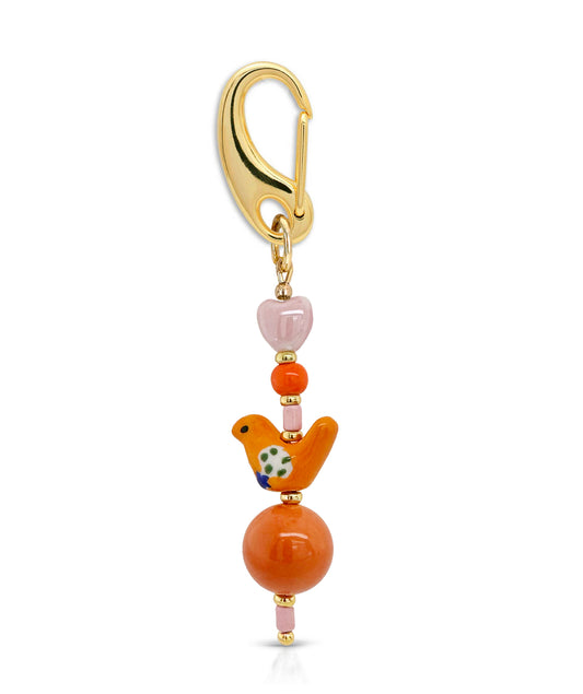 Wrecking Ball Orange Bird Bag Charm