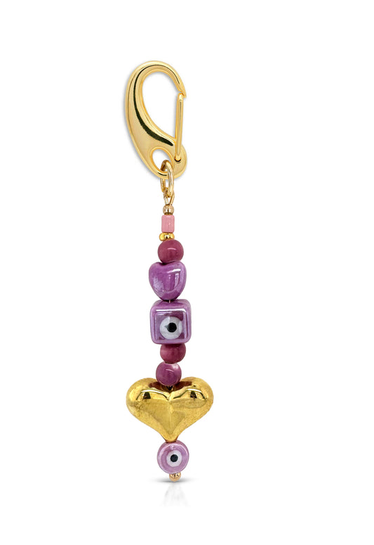 Purple Haze Gold Heart Bag Charm