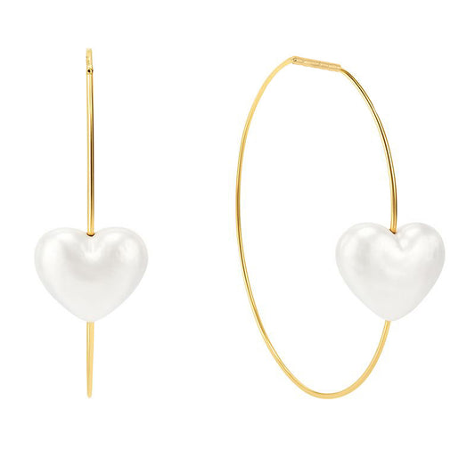 Always Your Pearl Heart Hoop Earrings