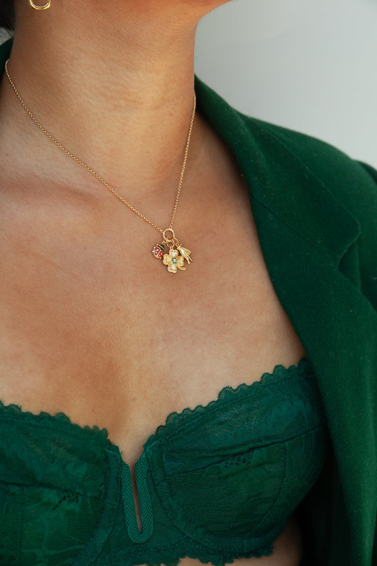 Lucky Clover Emerald Charm